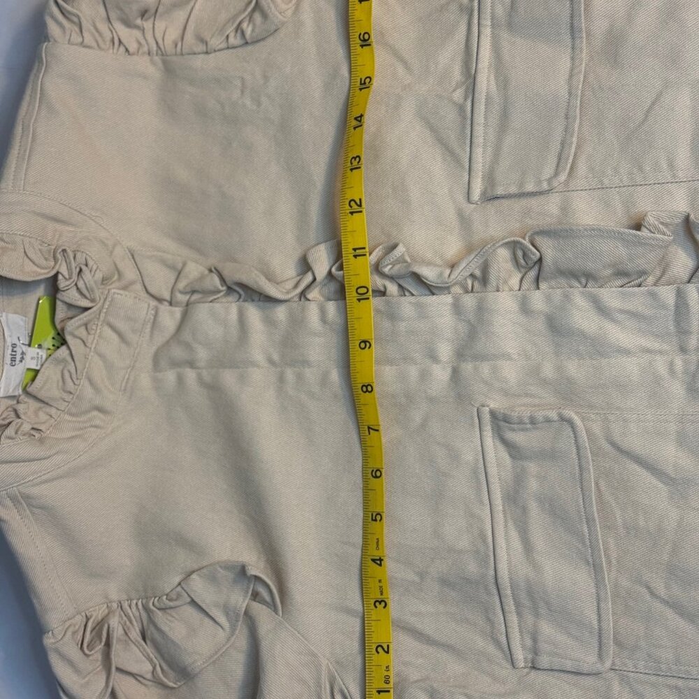 Entro NWT Women's Kimmi Ruffle Trim Utility Jacket - Cream Beige - Size Small - Picture 5 of 6